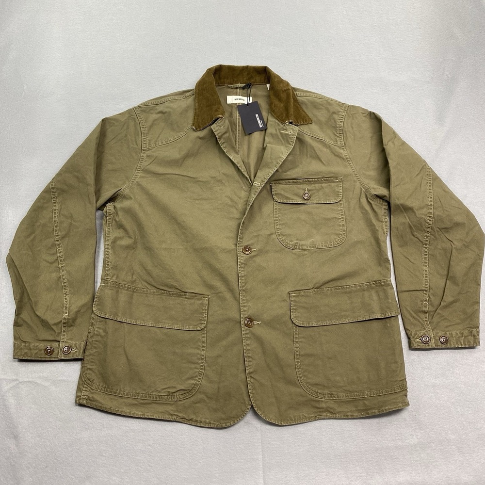 Buck Mason Jacket Mens XL Olive Green Craftsman Canvas Field Chore Corduroy